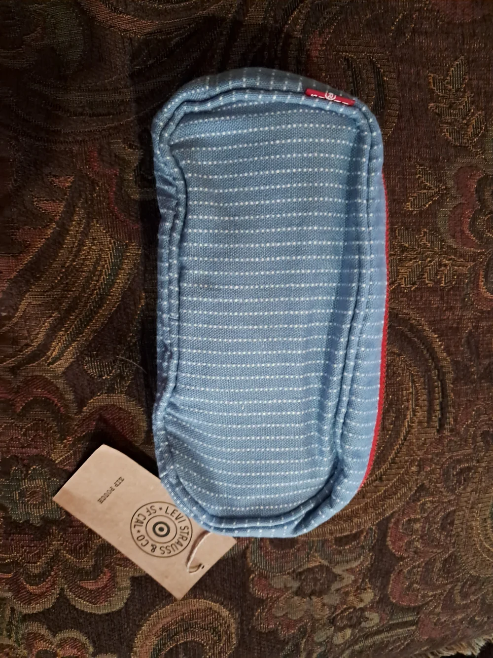Levi's Strauss & Co. Blue and Red Striped Zip Pouch